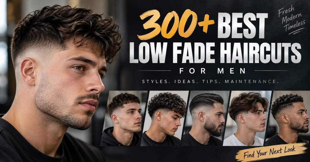 300+ best low fade haircuts for men featuring modern, classic, textured, curly, and long-top styles