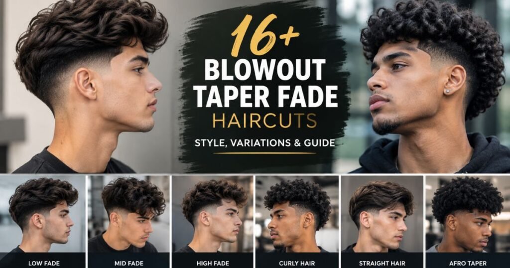16+ blowout taper fade haircuts featuring low, mid, high, curly, straight, and Afro taper styles