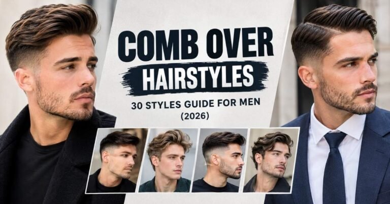 Comb over hairstyles for men featuring classic comb overs, modern fades, tapered sides, and textured tops in 2026.