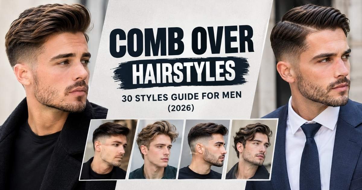 Comb over hairstyles for men featuring classic comb overs, modern fades, tapered sides, and textured tops in 2026.