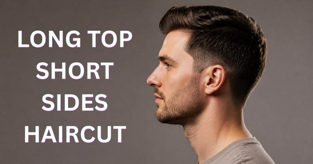 Side profile of a man with a textured longer top and short tapered sides, showing where the length changes