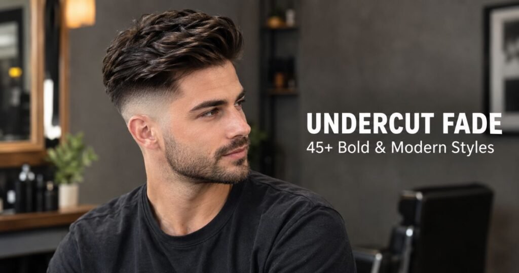 Modern undercut fade haircut for men with textured long hair on top and clean faded sides.